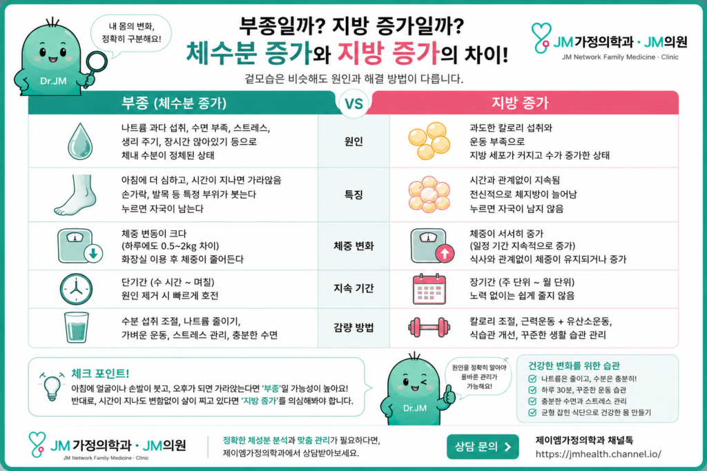 부종과지방차이