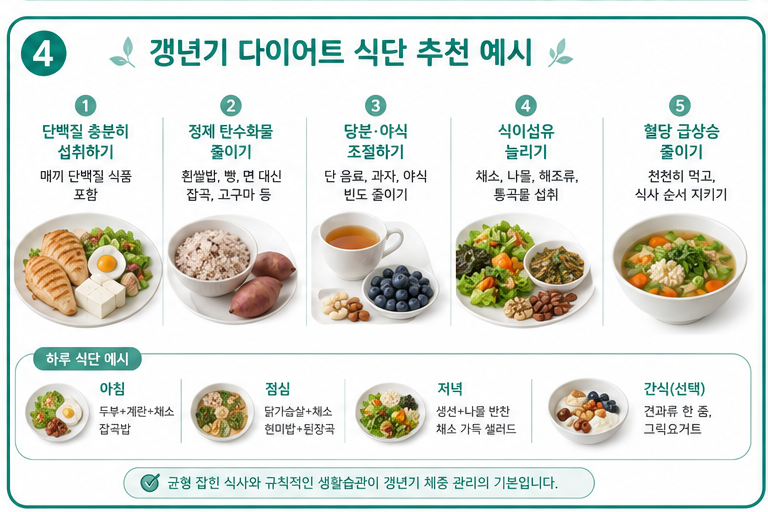 갱년기 다이어트 식단 추천 예시