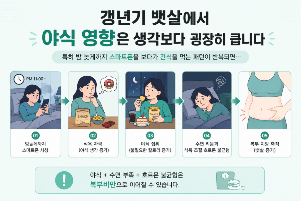 갱년기 뱃살 야식영향