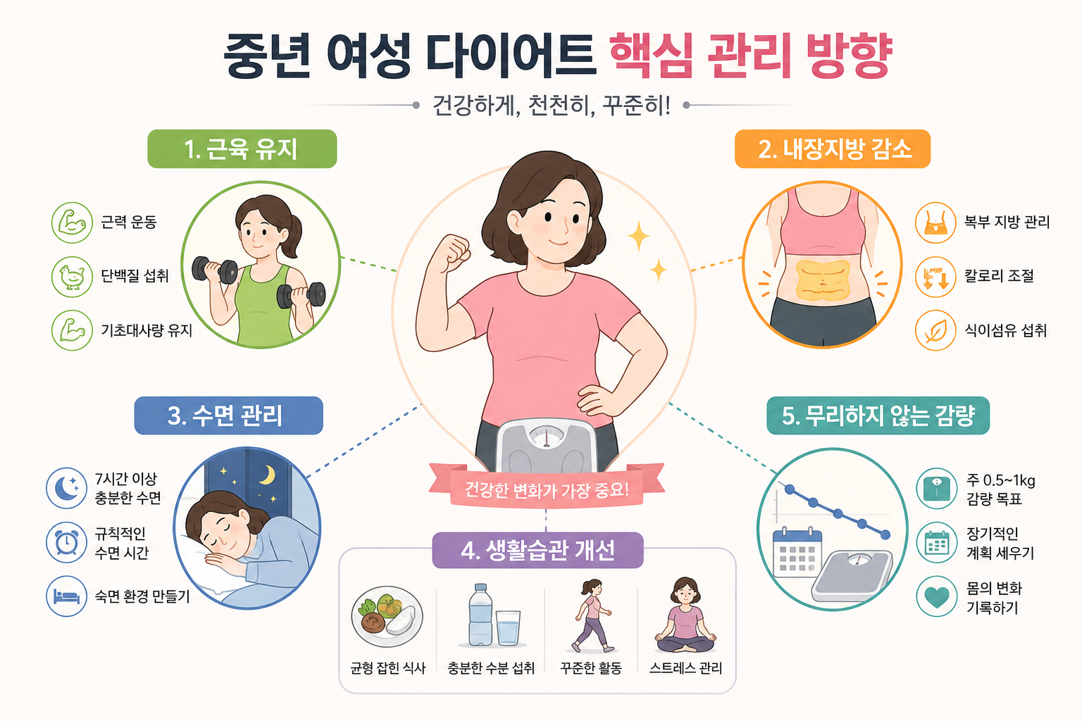 중년여성다이어트, 왜 예전처럼 안 빠질까? 뱃살 늘어나는 진짜 이유 정리