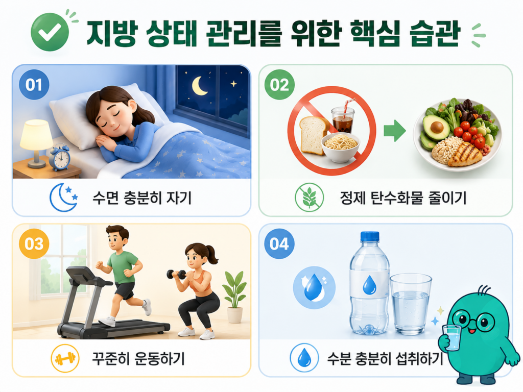 건강한 지방 관리 생활습관