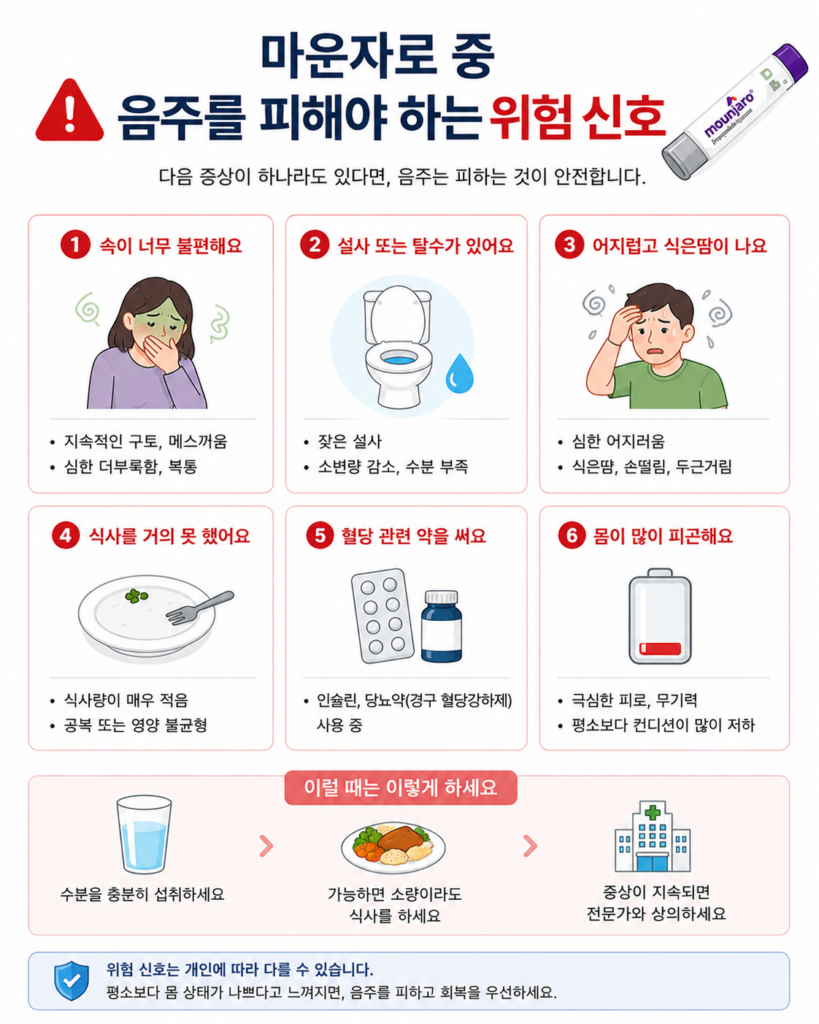 마운자로 중 음주를 피해야 하는 위험 신호