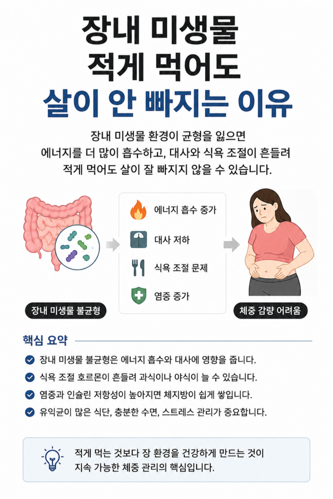 마곡 다이어트 장내 미생물 적게 먹어도 살이 안 빠지는 이유
