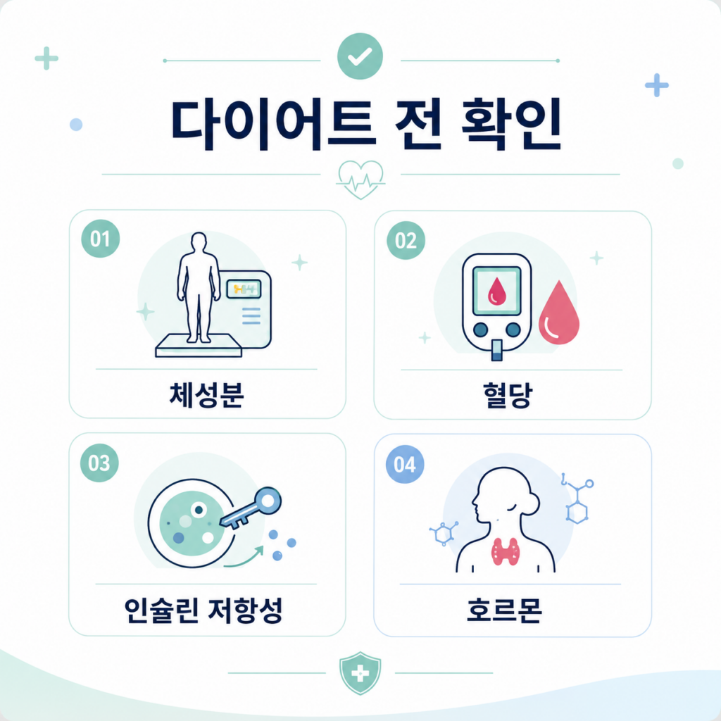 분당 다이어트 전 확인 항목 체성분 혈당 인슐린 저항성 호르몬