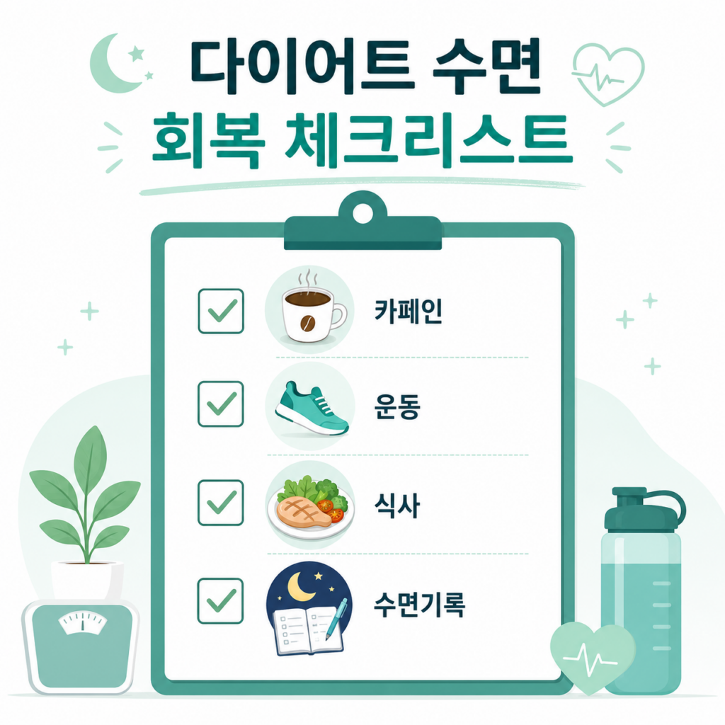 다이어트 수면 회복 체크리스트 카페인 운동 식사 수면기록
