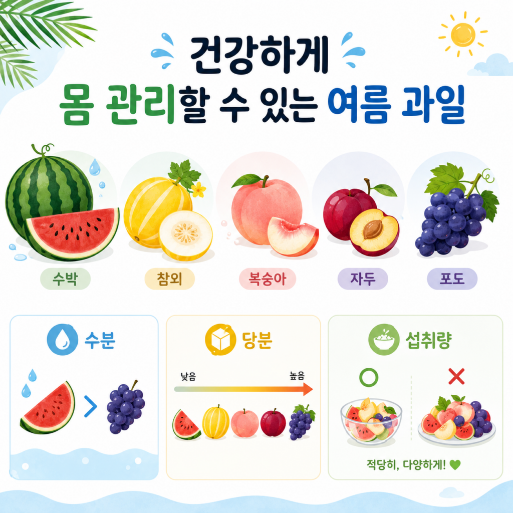 건강하게 몸 관리할 수 있는 여름 과일 수분 당분 섭취량