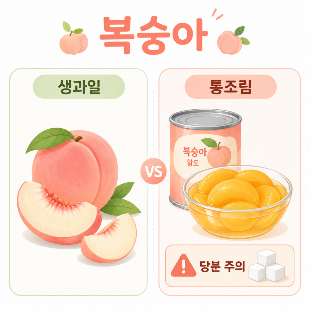 복숭아 여름 과일 생과일 통조림 당분 주의