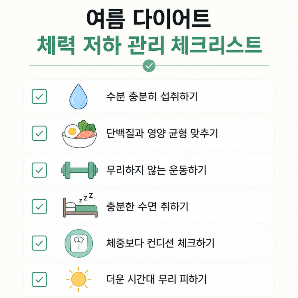 여름 다이어트 체력 저하 관리 체크리스트