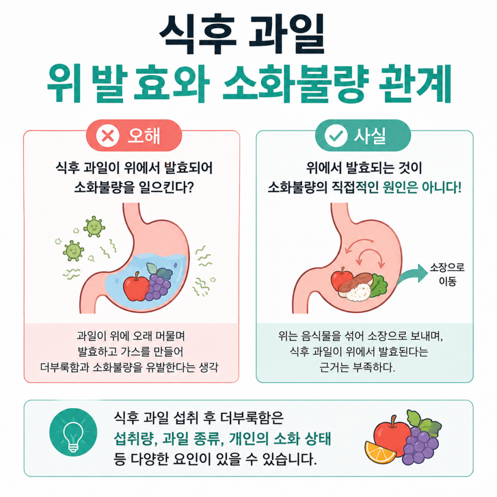 식후 과일 위 발효 소화불량 관계