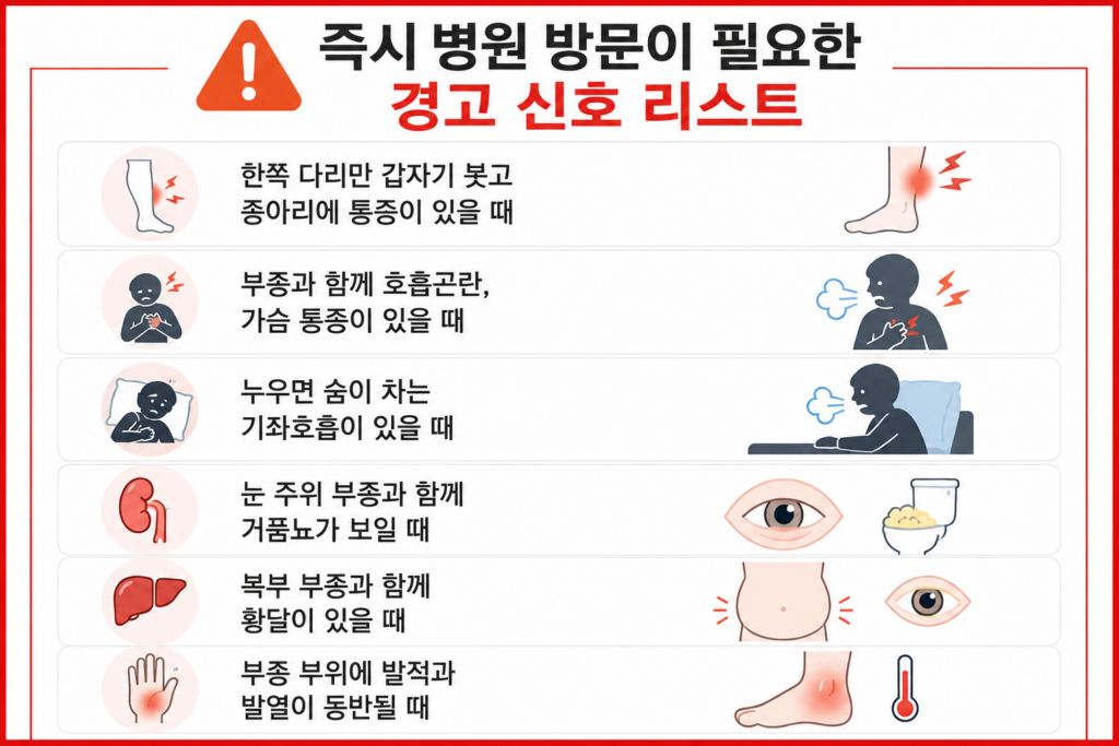 즉시 병원 방문이 필요한 경고 신호 리스트