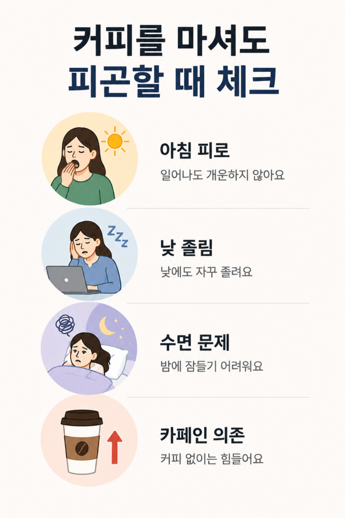 커피를 마셔도 피곤할 때 체크