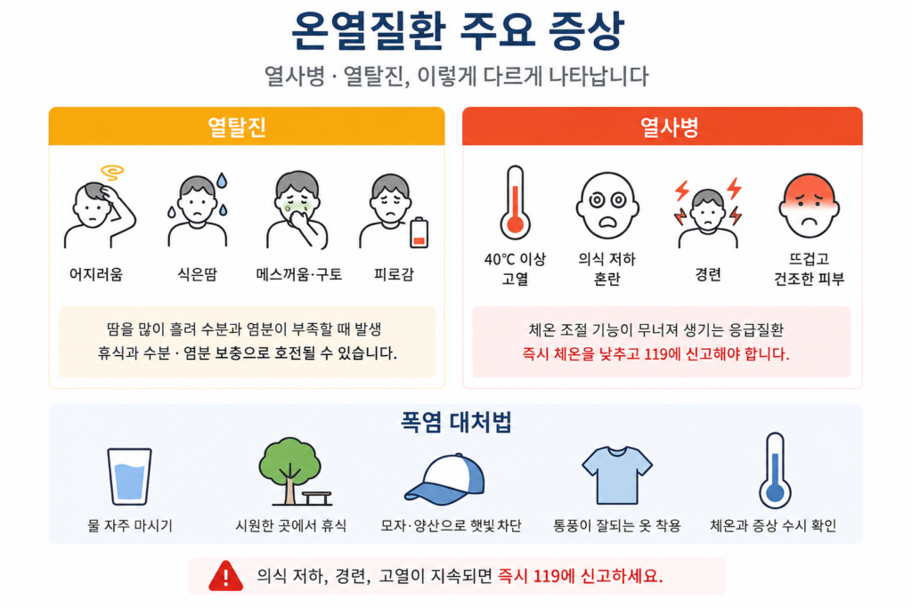 온열질환 증상 열사병 열탈진 폭염 대처법