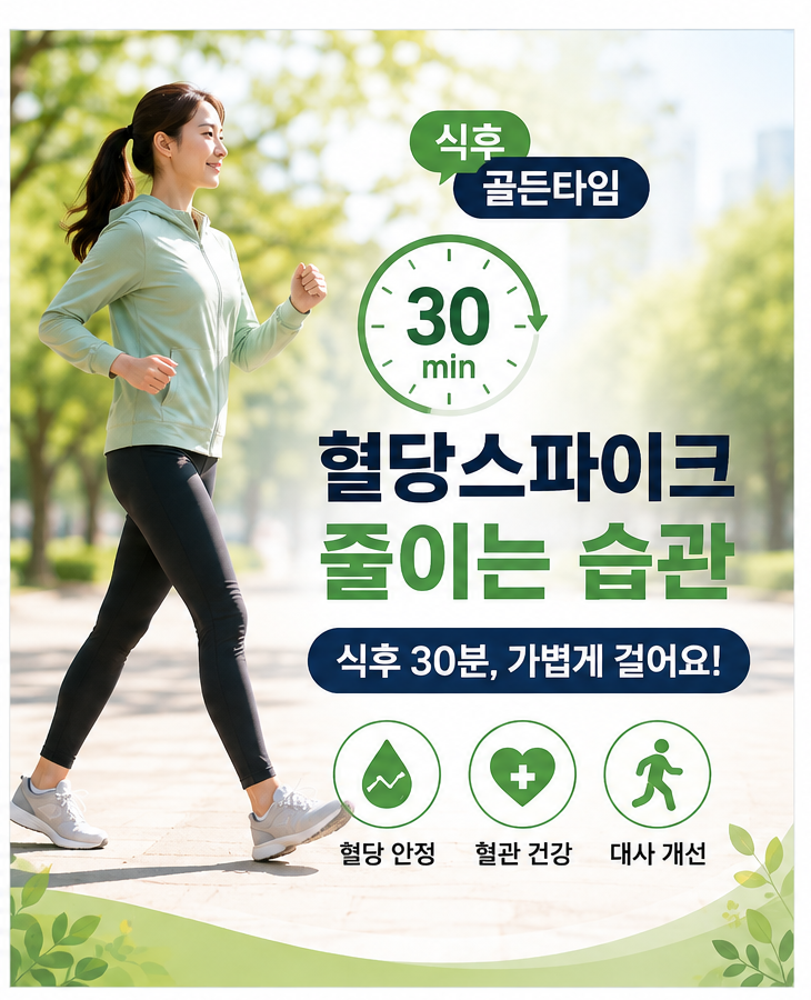 혈당스파이크 줄이는 식후 30분 골든타임 걷기와 식사 순서
