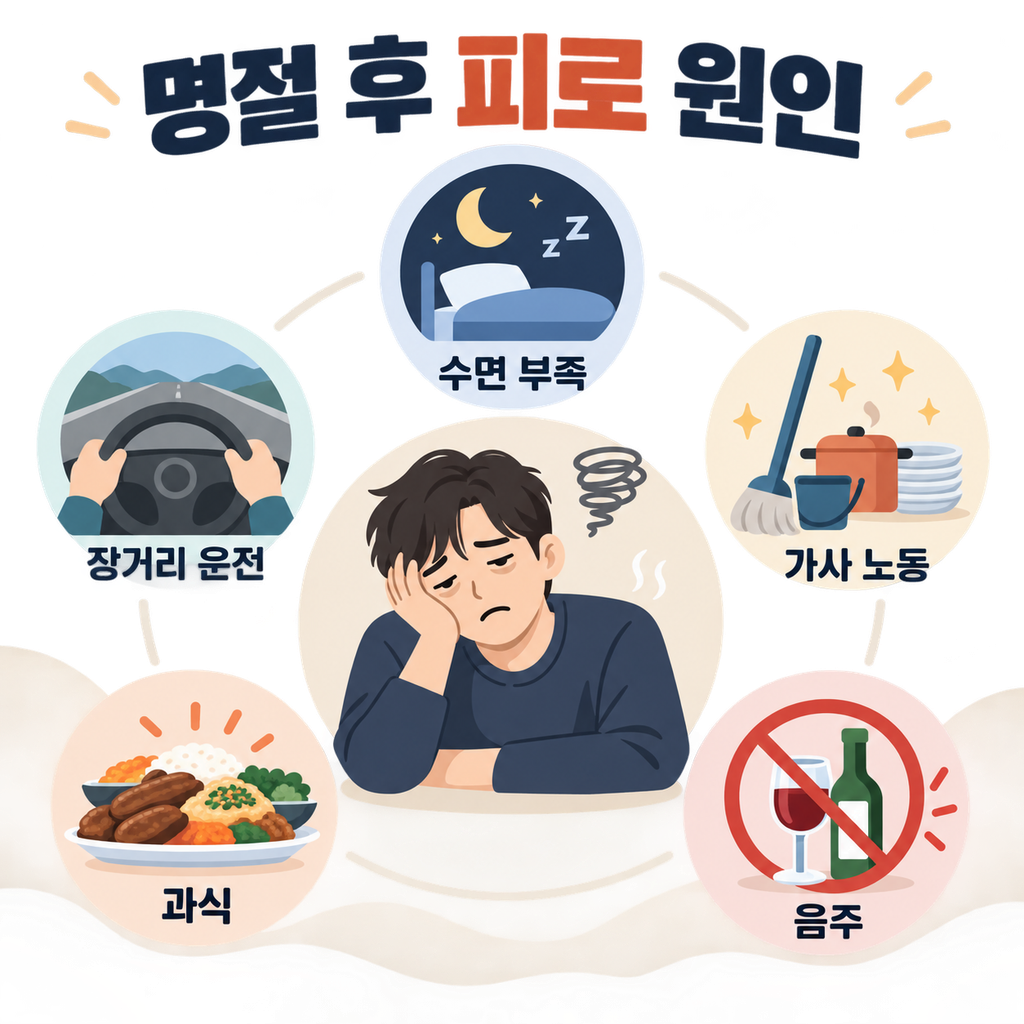 수면 부족과 운전, 가사, 과식, 음주 등 명절 후 피로를 만드는 주요 원인