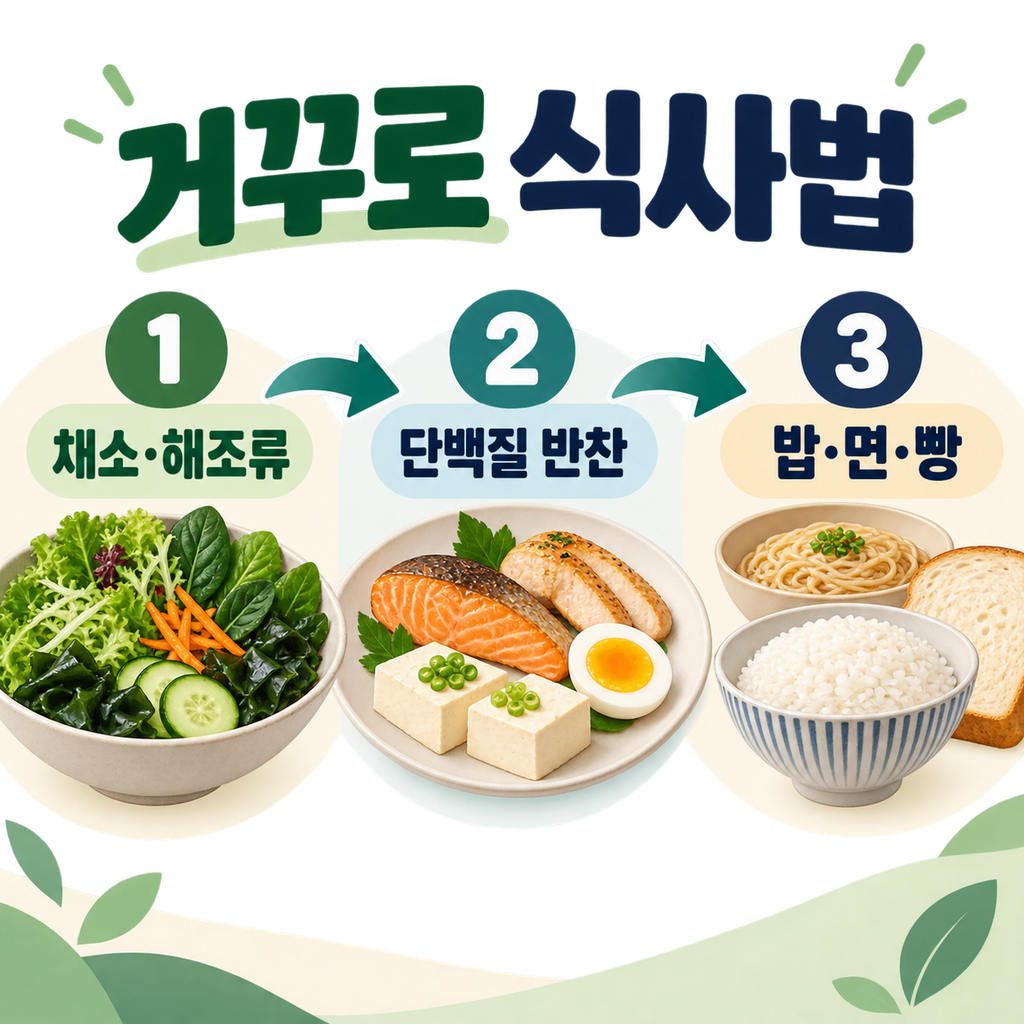 채소와 단백질을 먼저 먹고 탄수화물을 마지막에 먹는 거꾸로 식사법