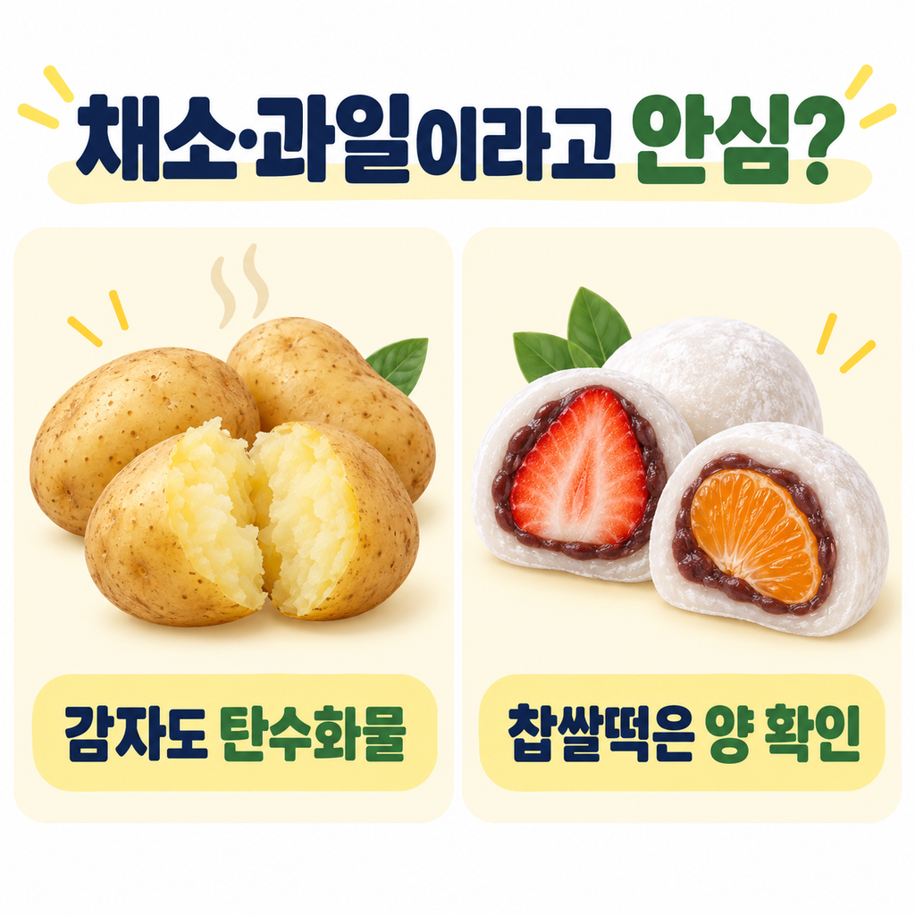감자와 생과일 찹쌀떡 섭취 시 확인해야 할 탄수화물과 섭취량