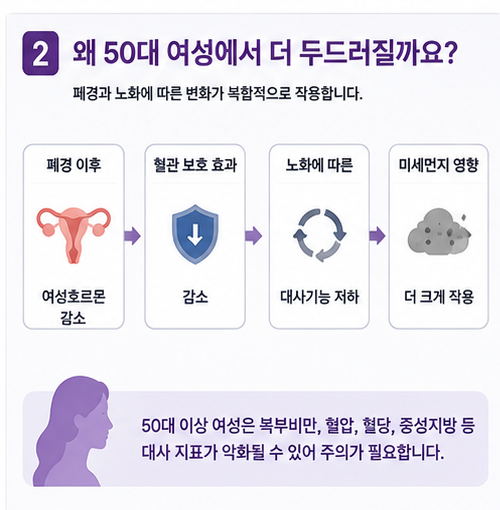 폐경 미세먼지 50대 여성 대사기능 변화