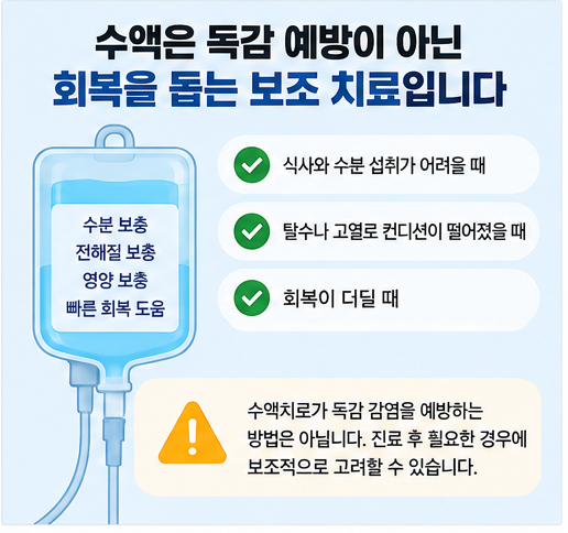 수액은 독감 예방이 아닌 필요할 때 회복 보조