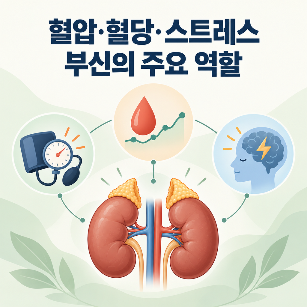 신장 위에 위치한 부신과 코르티솔의 주요 역할
