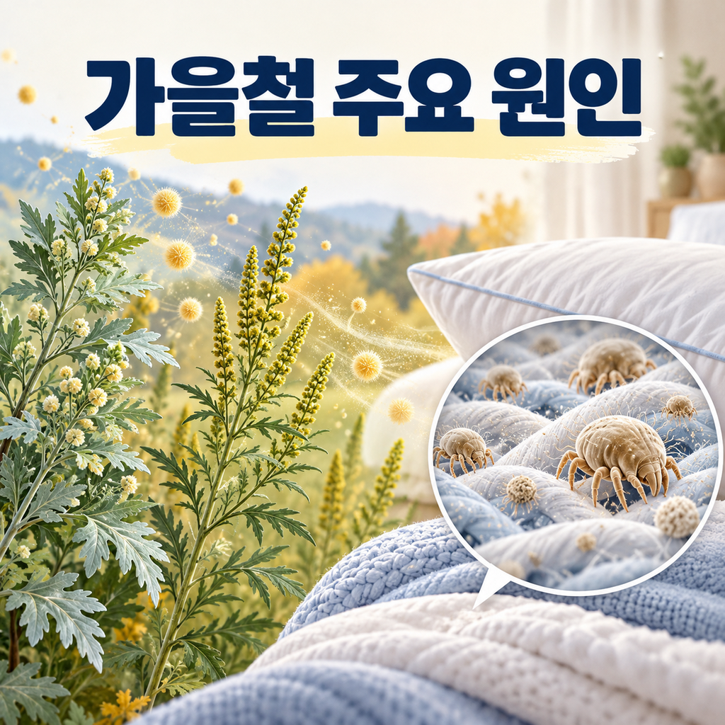 가을 알레르기 비염을 유발하는 꽃가루와 집먼지진드기