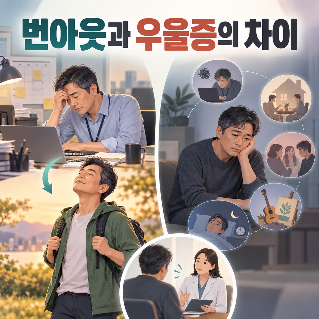 중년 번아웃과 우울증의 차이