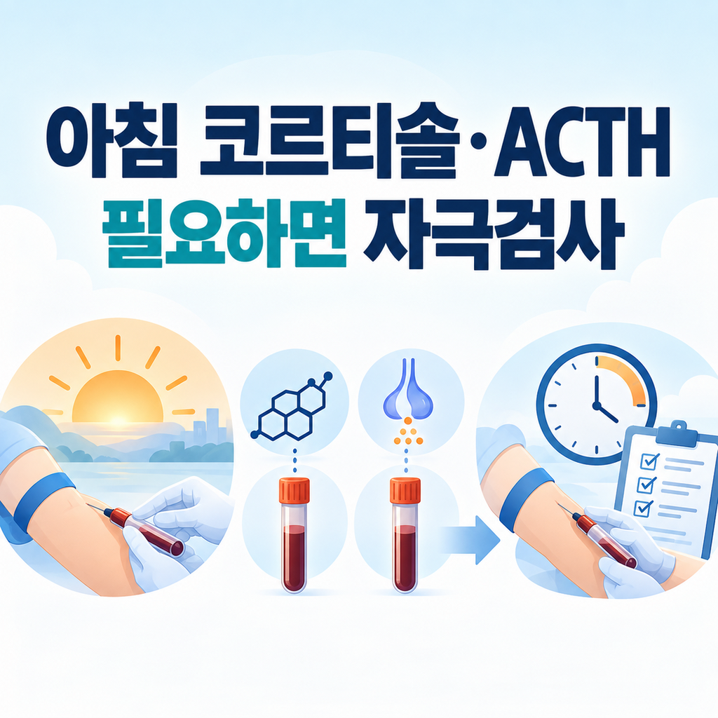 아침 혈중 코르티솔과 ACTH 자극검사로 부신기능을 평가하는 과정