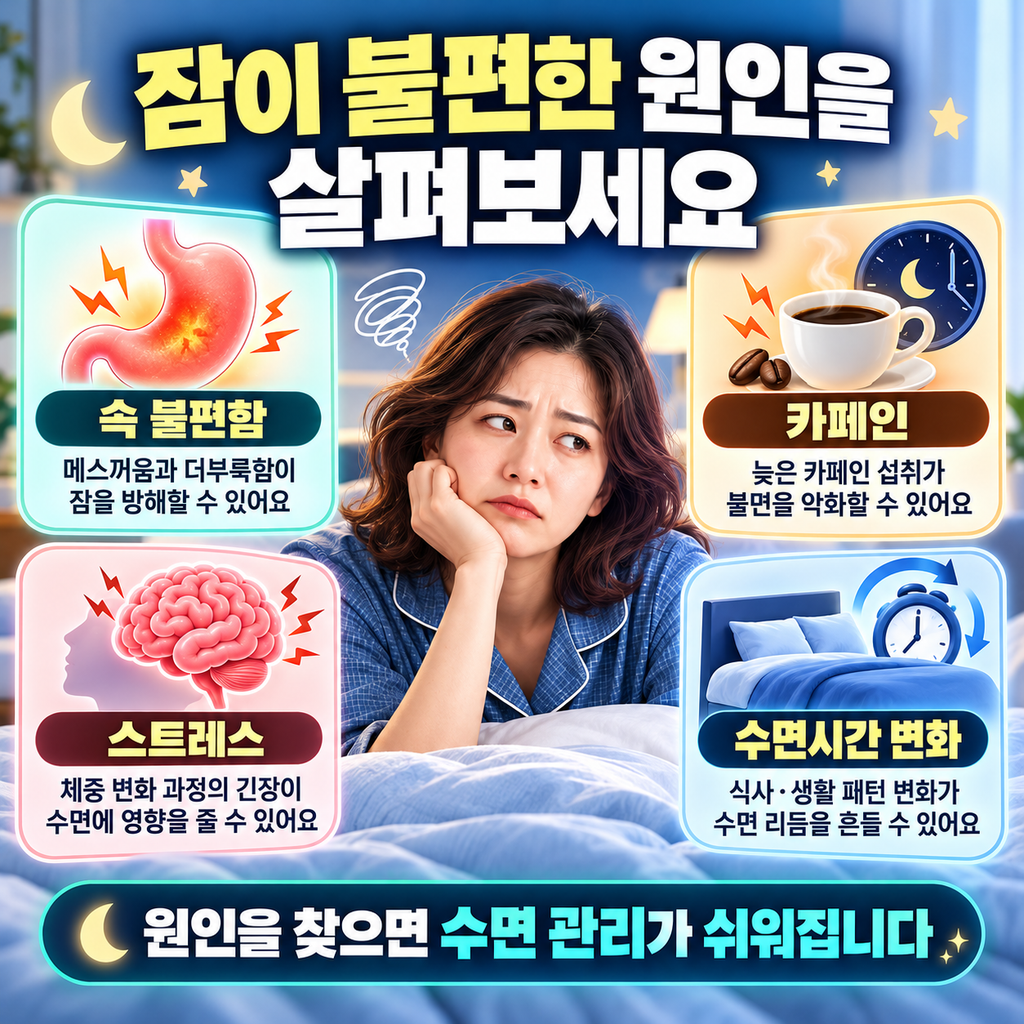 체중 감량 중 수면을 방해할 수 있는 생활 요인