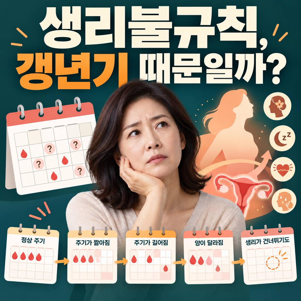 폐경이행기 생리불규칙 갱년기 변화와 자궁질환 구별이 중요한 이유