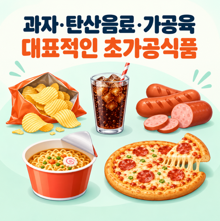 과자 탄산음료 가공육 즉석식품 등 대표적인 초가공식품